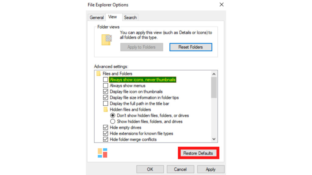 File Explorer option
