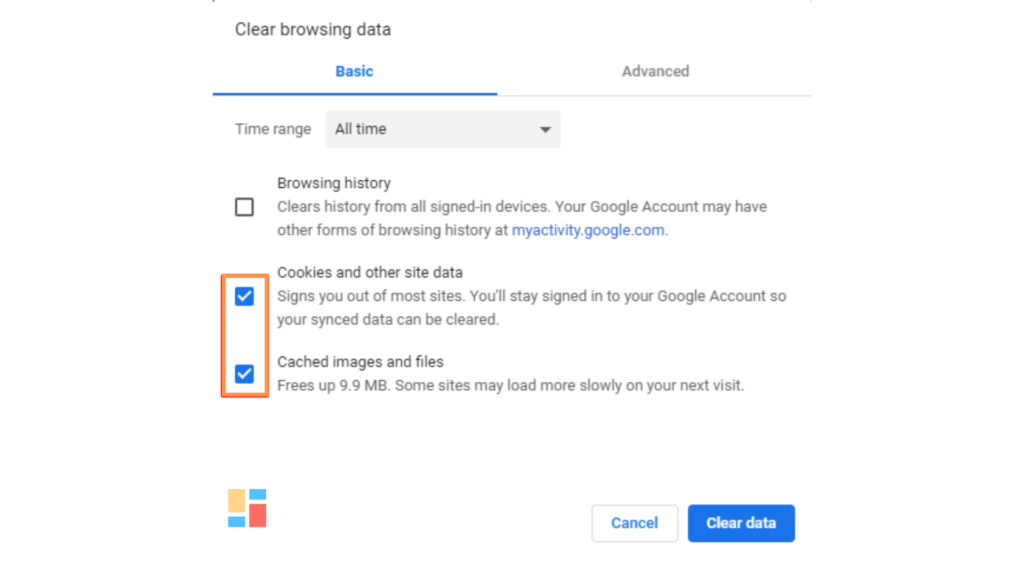 Clear Browsing data option