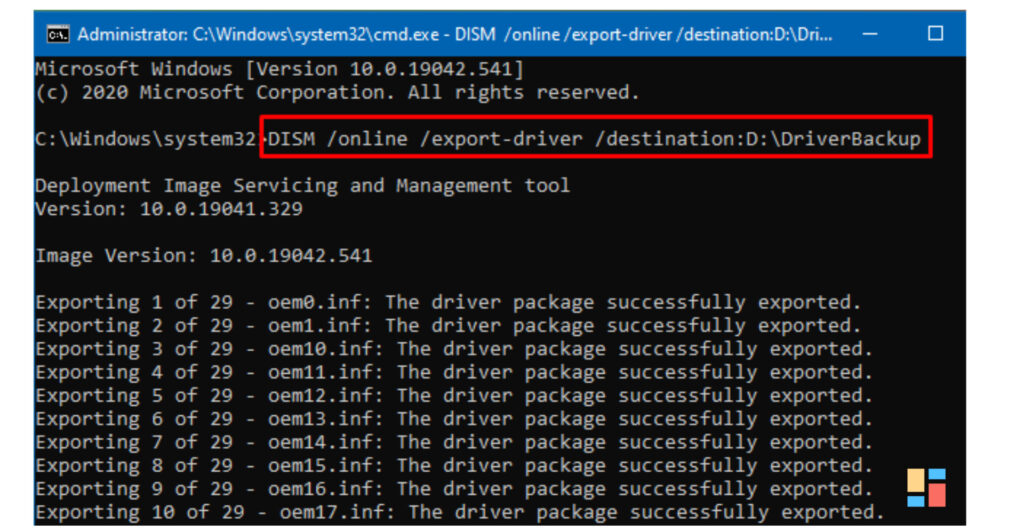 CARA BACKUP AND RESTORE DEVICE DRIVERS PAKAI COMMAND PROMPT