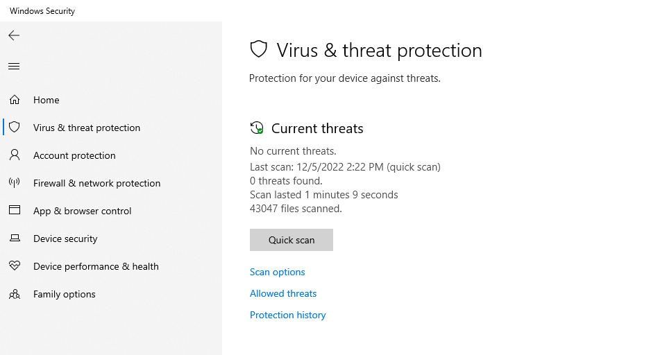 Virus & Threat Protection.
