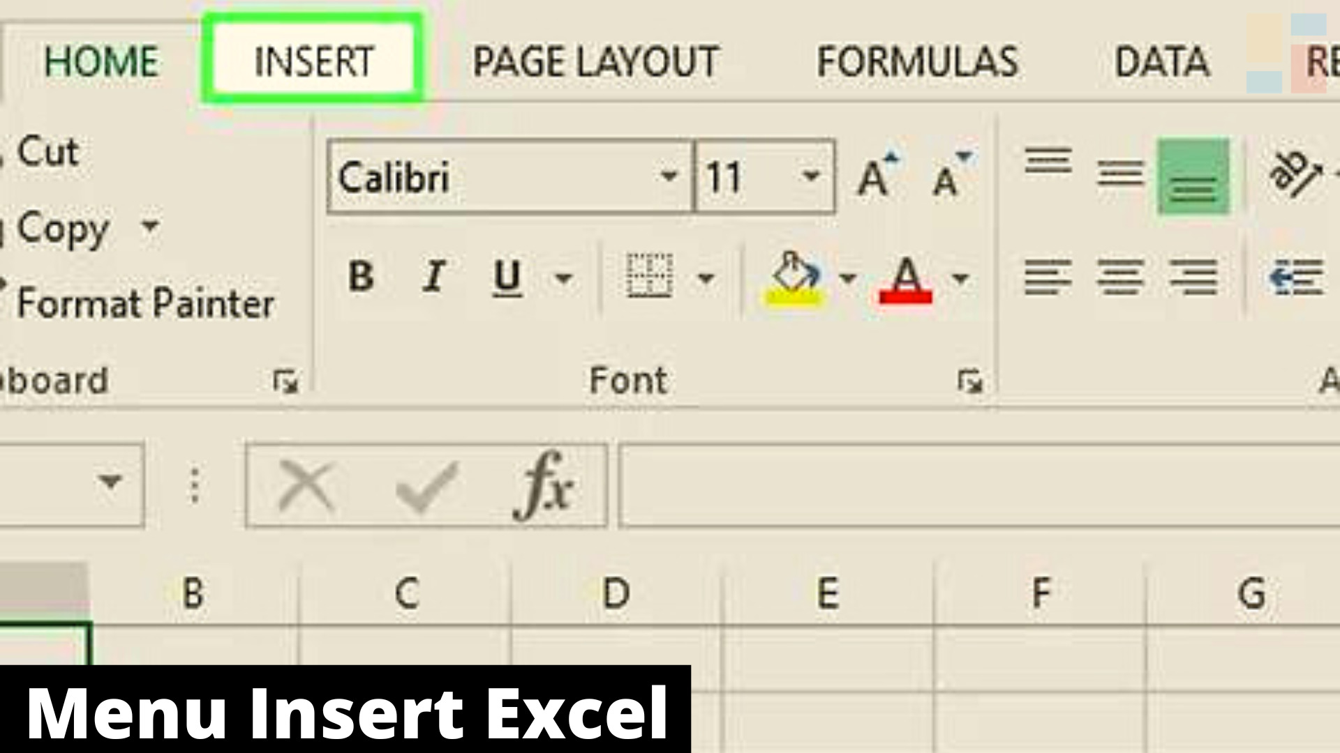 Menu Insert Excel