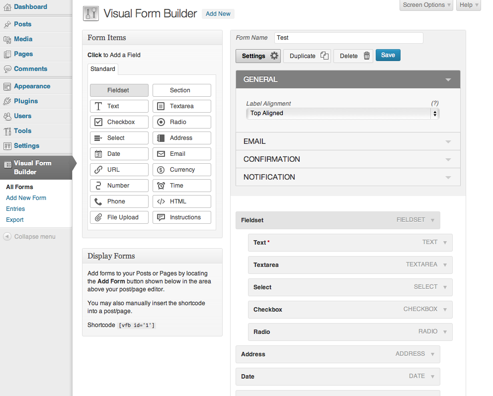 Visual Forms Builder