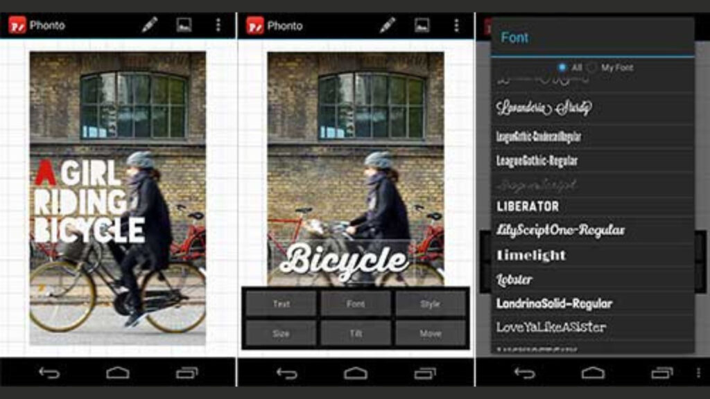 Phonto - aplikasi edit tulisan di foto Android