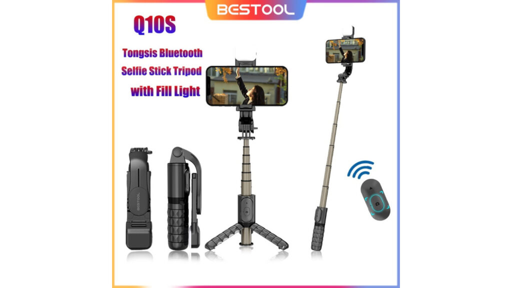 Bestool Q10S Tongsis Bluetooth with Fill Light Tripod
