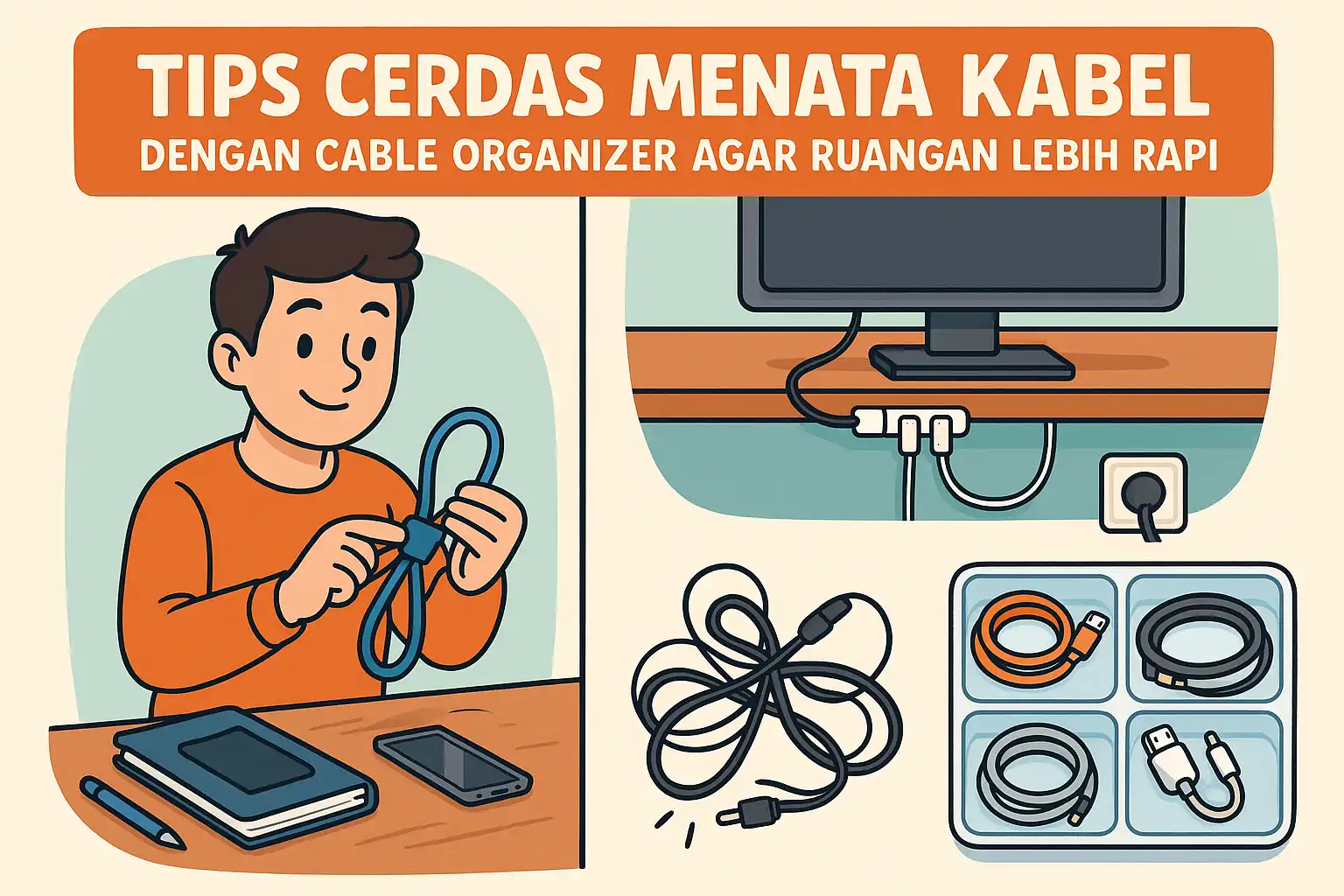 Tips Cerdas Menata Kabel dengan Cable Organizer Agar Ruangan Lebih Rapi