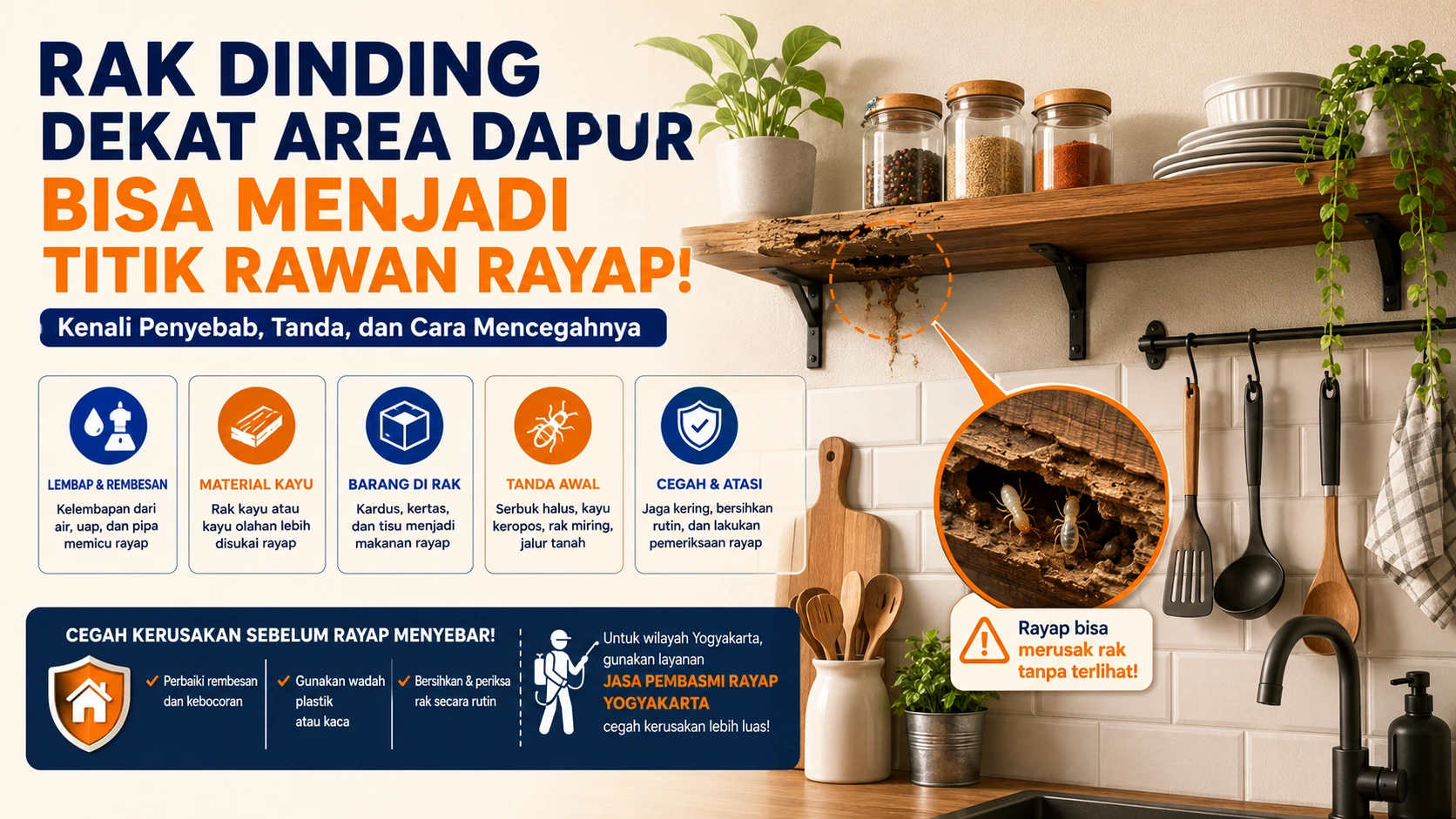 Rak Dinding Dekat Area Dapur Bisa Menjadi Titik Rawan Rayap